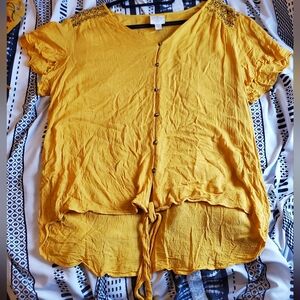 St. John's Bay Mustard Button-Down Blouse